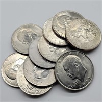 10- EISENHOWER DOLLARS ALL BU