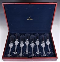 8 Jean Claude Stem Crystal Champagne Flute Glasses