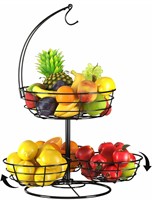Rotating Fruit Basket Bowl with Banana Hanger