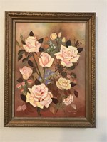 Oil On Canvas - Roses- Signed