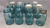 12 Blue Ball Mason Jars