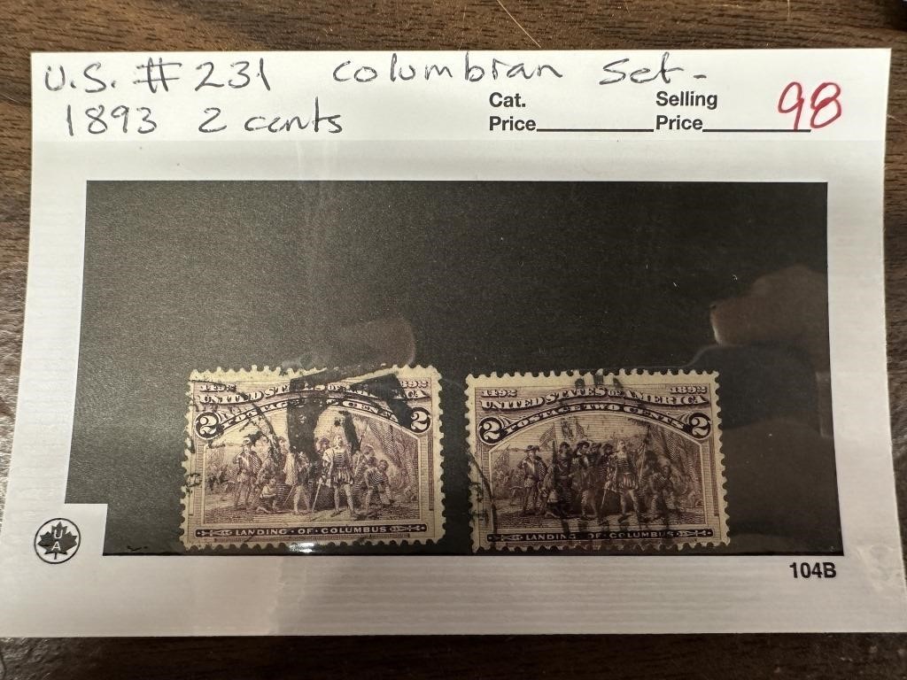 231 COLUMBIAN EXPO SET OF 2 1893 2 CENTS