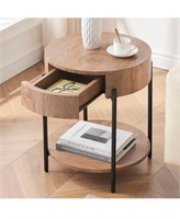 IDEALHOUSE Round End Table Wood Side Table