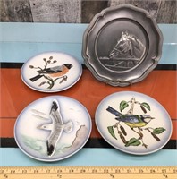 Geobel porcelain plates & marked pewter