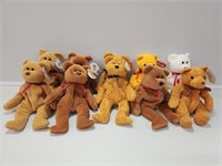 Beanie Babies: Curly, Teddy, Fuzz, Poopsie, Woody