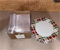 Plastic Cutlery & Decorative Plaid Plates