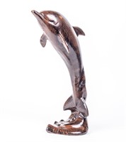 Art Vintage Large Metal Dolphin Sculpture