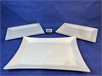 White Ceramic Serving Platters, 2-17", 1-18"