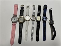 LOT OF 7 WOMEN'S COSTUME JEWELRY WATCHES