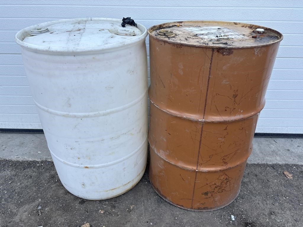 2 barrels- 1 metal, 1 plastic