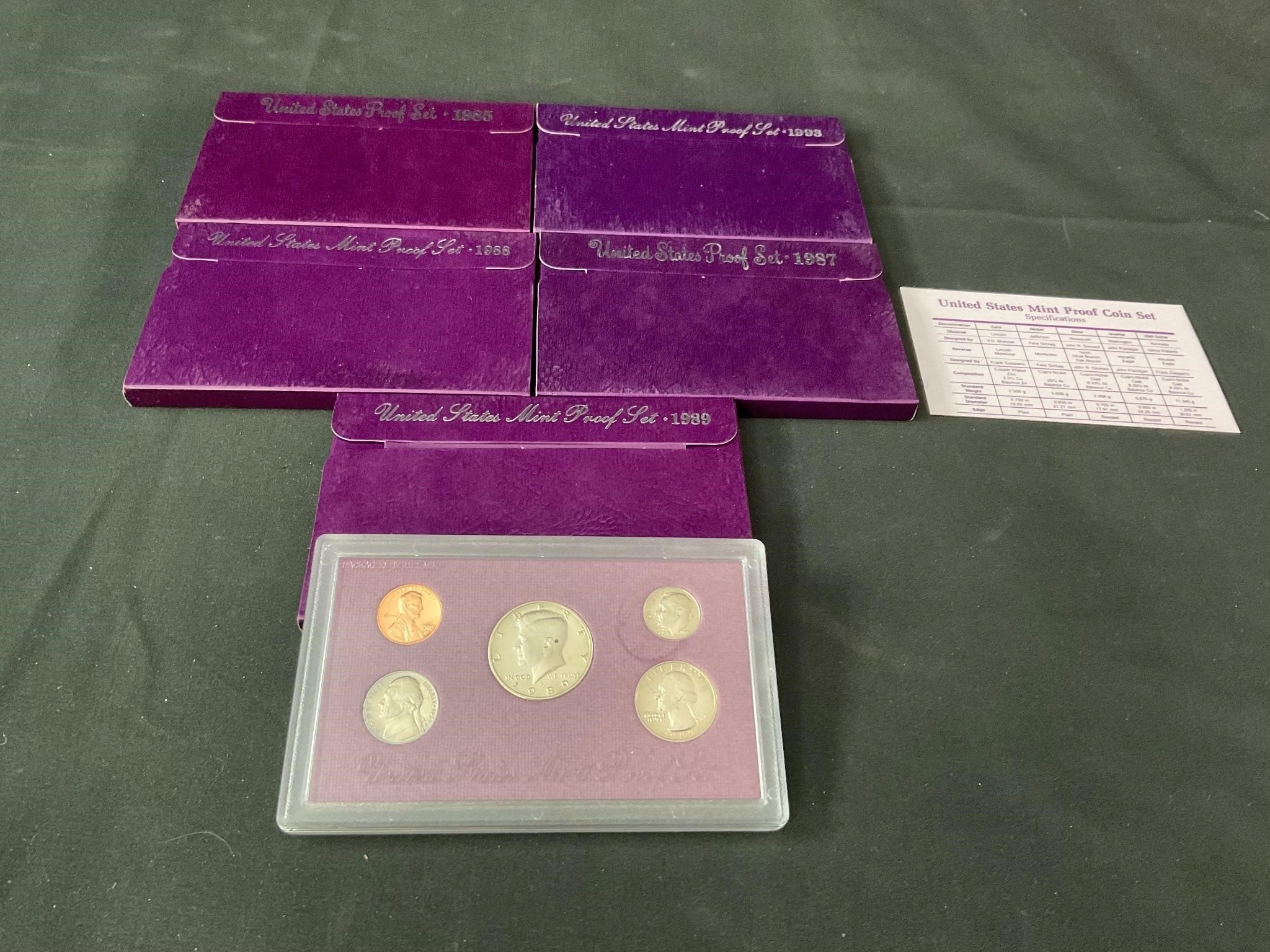 Nice Lot of 5 - US Proof Sets