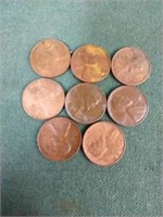 1951 (6) and 1952 (2) wheat pennies