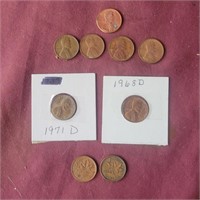 Assortment of Pennies- - 4 wheatbacks 1918-1953