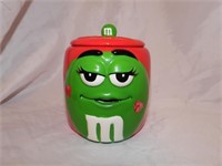 Green M&M Red Cookie Jar