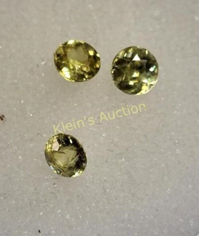 estate gemstone lot of 3 yellow rainbow spheres