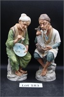(2) Hand Painted Ceramic Figures