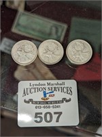 1953/54/55 CDN 0.25 Cent coins