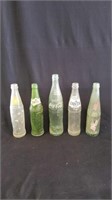 5 Vtg Glass Pop Bottles