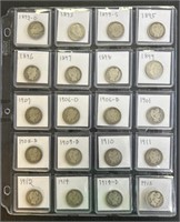 20 Barber Quarters 90% Silver US Coin Lot