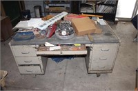 Metal Desk with Contents