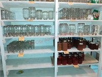 4 shelves of Canning Jars in Cellar