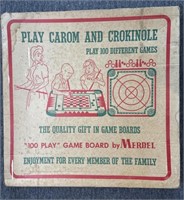 Vintage Carom and Crokinole “100 Play” Game Board