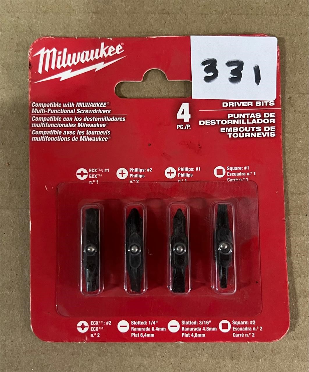 Milwaukee 4pc Driver Bits Set