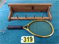 Wood Wall Shelf & Racquetball Racquet