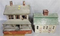 Pair of Antique Wooden Christmas Houses