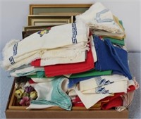 Tray Lot of Assorted Frames and Linens