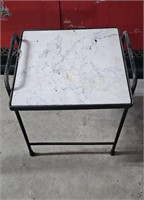 Wrought Iron & Marble Top Accent Table