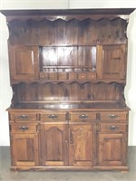 VTG Dark Pine Cabinet with Hutch Top