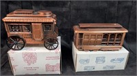 (2) Early Americana Coin Banks, Wagon & Cable Car