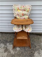 Wooden Baby High Chair 39" Tall Vintage