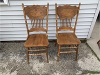Spindle Press Back Wooden Chairs Vintage