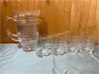 Beautiful lead crystal Pitcher & 8 etched glasses