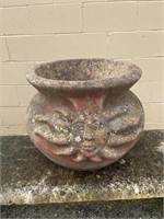 Massive Terra cotta planter pot embossed sun