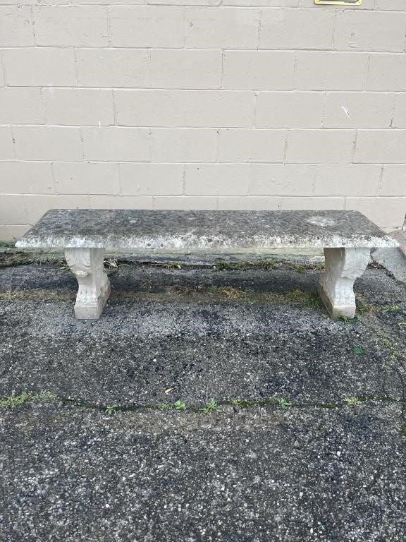 Long cement garden bench seat