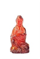 Cherry amber chinese figure table sculpture