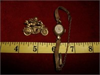Garon 17 Jewel Watch & Motorcycle Pin