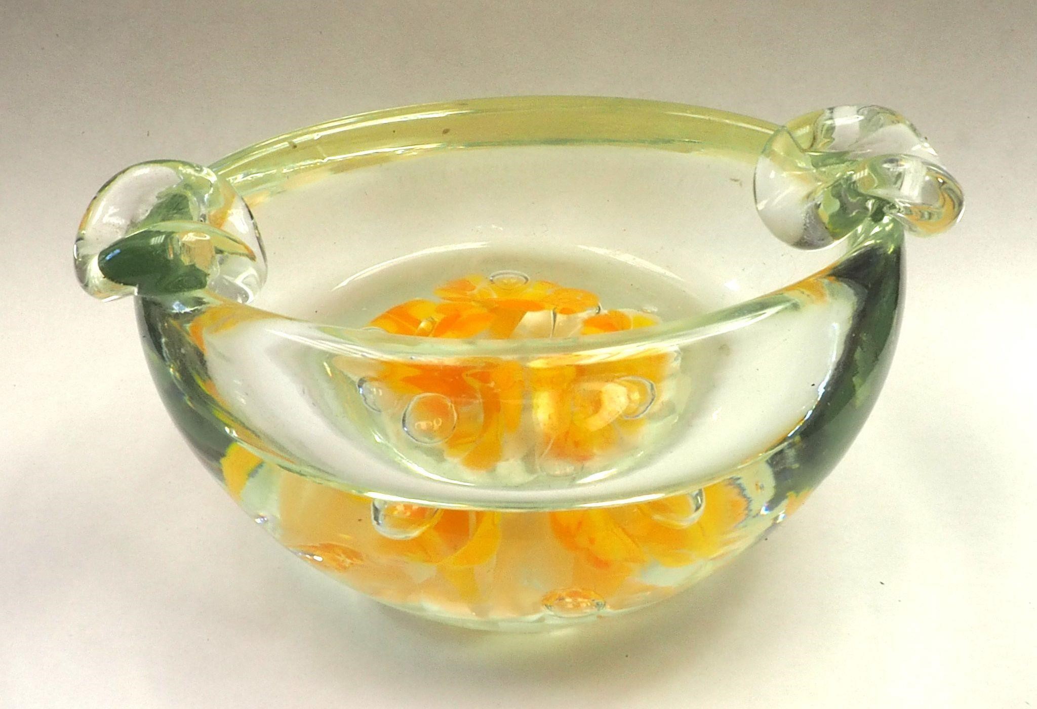 Heavy Art Glass Cigar Ashtray