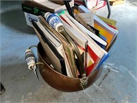 G-Vintage Brass Ash Bucket w/Magazines