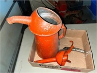 G-Vintage Metal Oil Can, Spout, Funnel