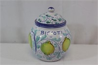 Hand painted Italian Lemon Biscotti Jar