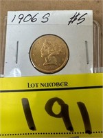 1906-S LIBERTY 5 DOLLAR GOLD PIECE