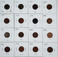 Lot of 16 different  Indian Head Cents