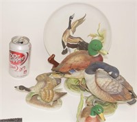 Grouping of Duck Statues & Plates