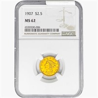 1907 $2.50 Gold Quarter Eagle NGC MS62