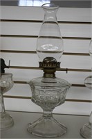 GLASS OIL LAMP WITH SHADE 19"