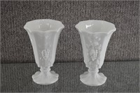 2 Vintage Westmoreland Paneled Grape Vases